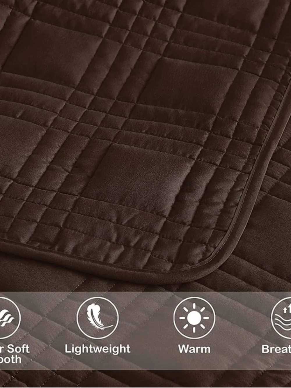 Queen 3 piece Chocolate Brown Quilted Bedspread Set